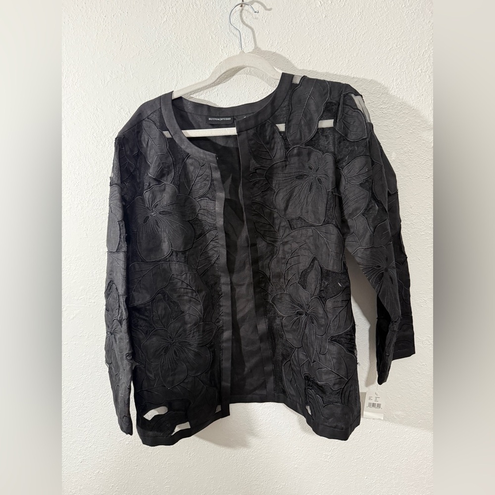 NWT Bloomingdale’s Sutton Studio Blazer Black Sheer